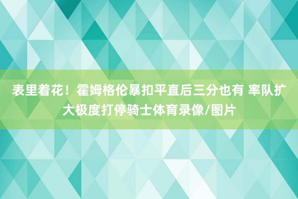 表里着花！霍姆格伦暴扣平直后三分也有 率队扩大极度打停骑士体育录像/图片